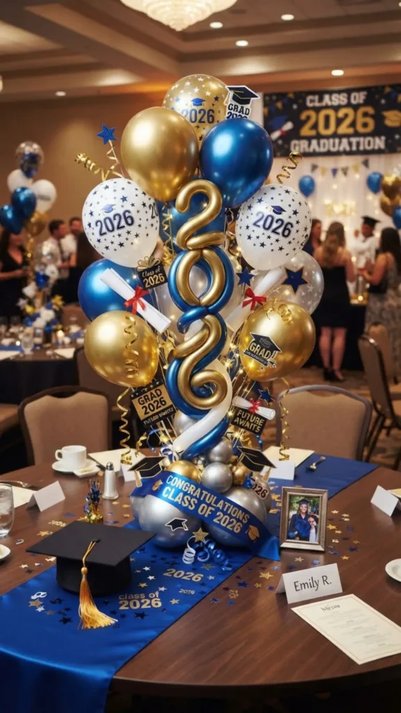 Creative graduation balloon bouquet centerpiece