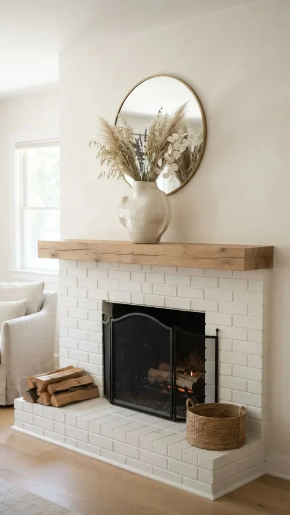 Minimal mantel featuring one bold decorative statement piece.