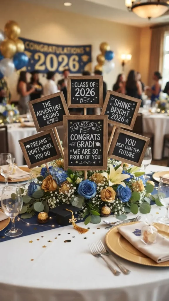 Mini chalkboard graduation message display