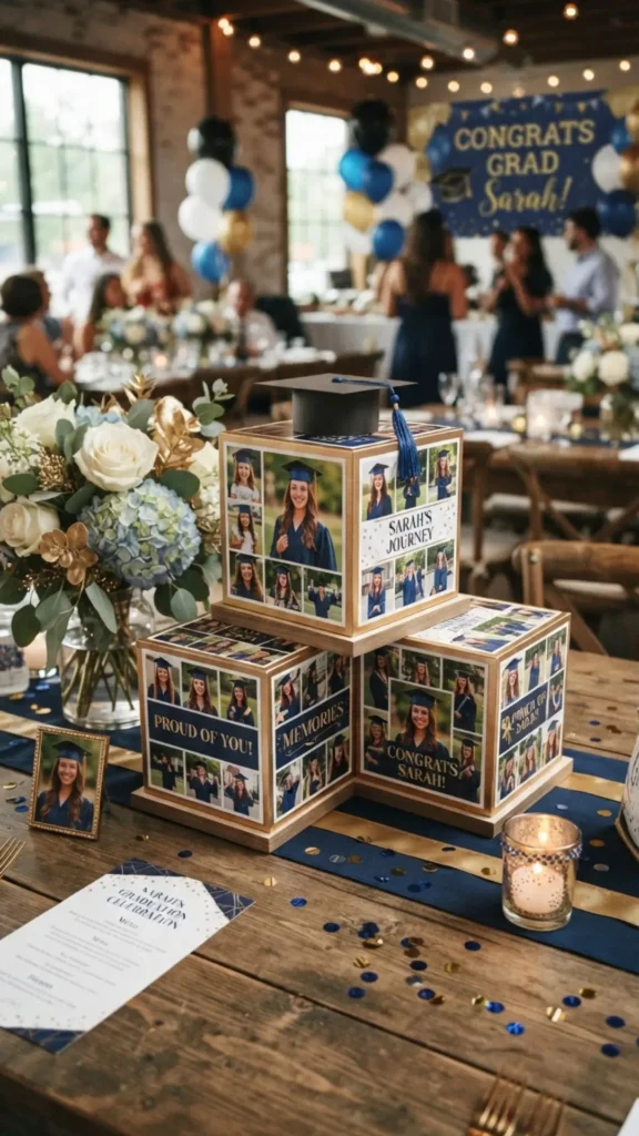 Graduation photo collage cube display