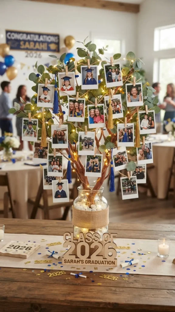 Polaroid photo tree graduation display