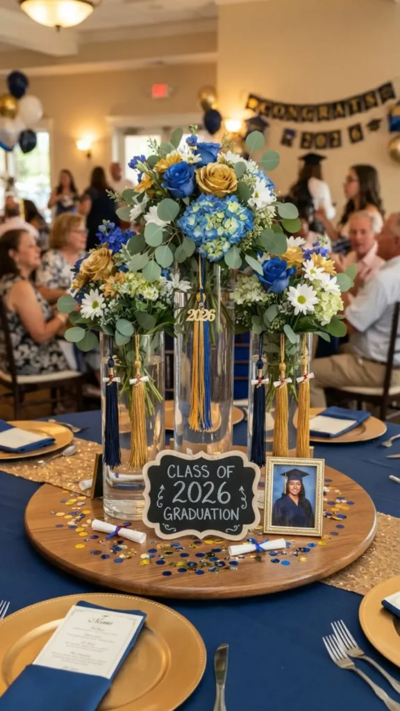 Graduation tassel vase with flowers