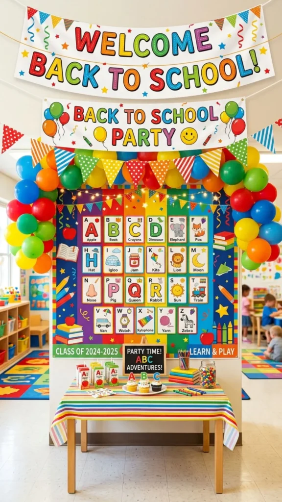 Colorful ABC Classroom Party Backdrop