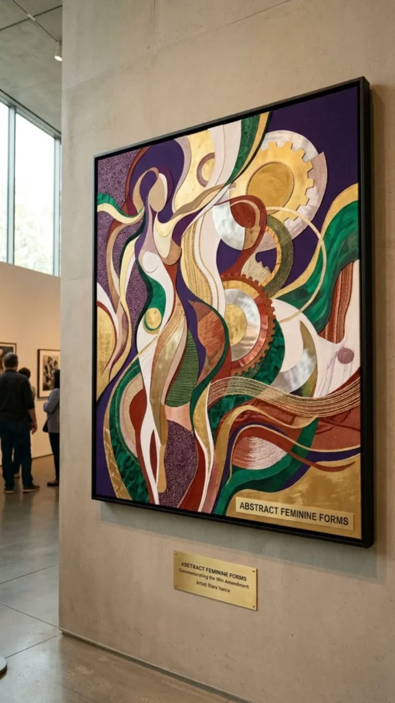 Artistic abstract wall featuring feminine forms and expressive equality-themed designs.