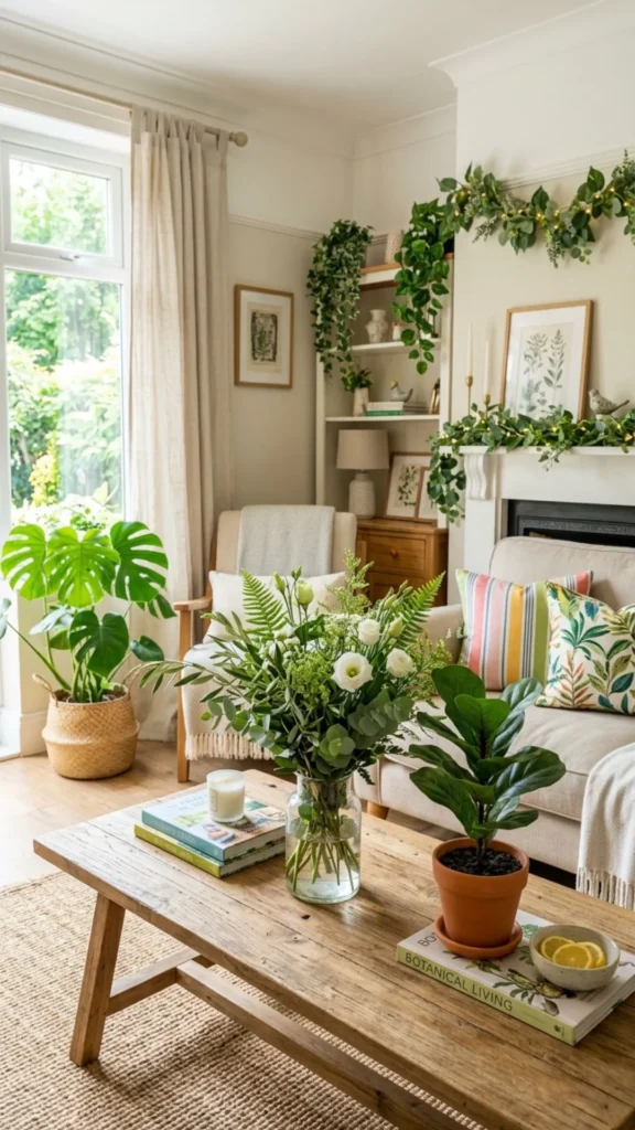 Fresh greenery adding a natural touch to summer home decor.