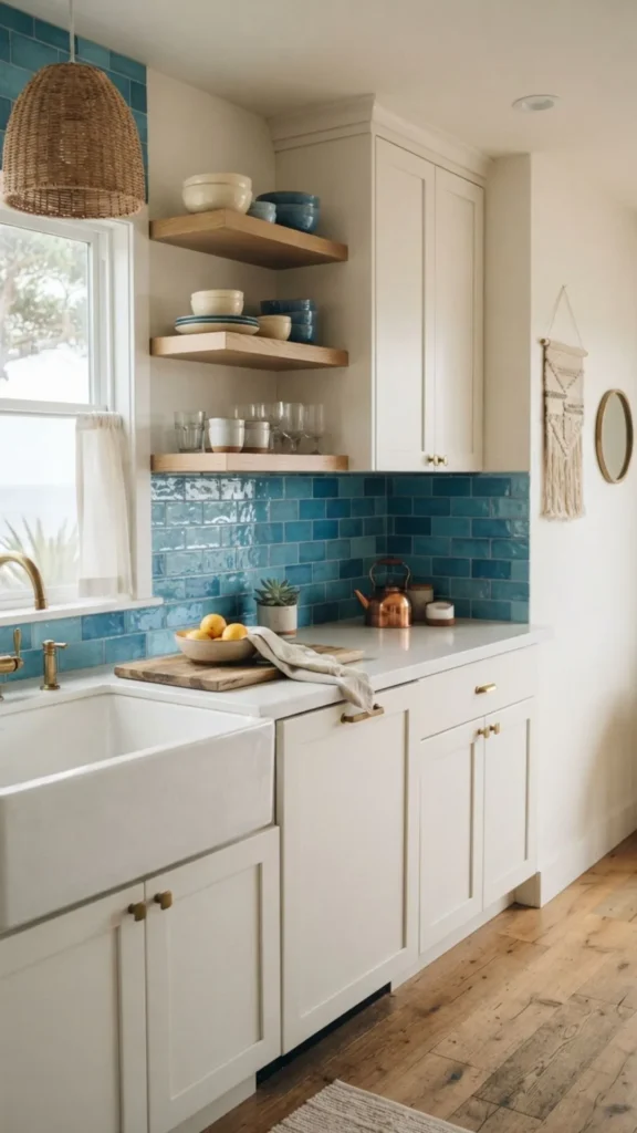 Coastal blue decor accent adding a refreshing touch to a bright room.