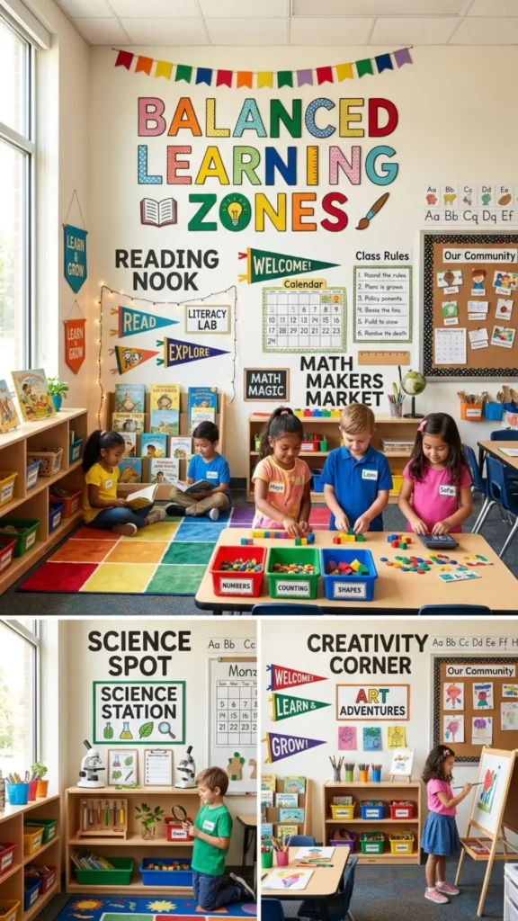 Organized classroom learning zones for students