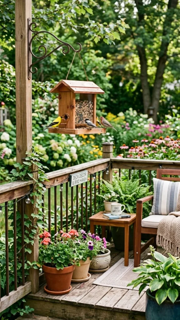 Bird feeders bringing colorful wildlife to small decks