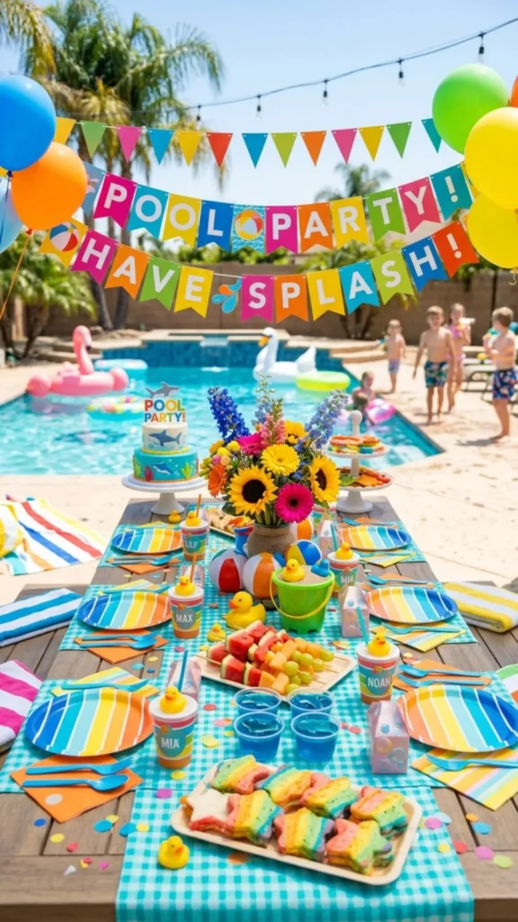 Bright summer tablespace for a pool party