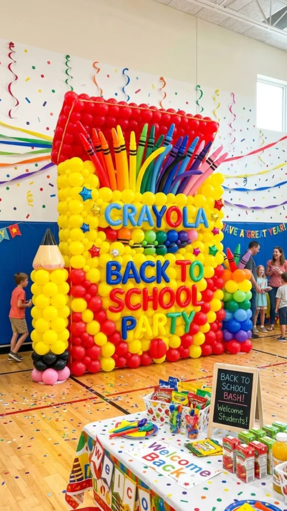 Colorful Crayon Box Balloon Party Backdrop