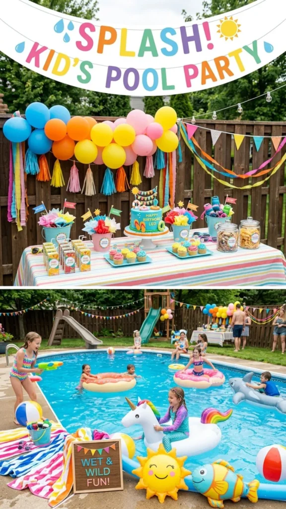 Cute and colorful pool party decorations