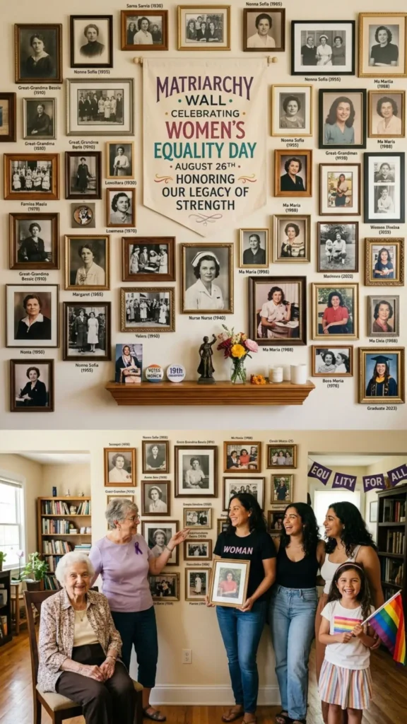 Family matriarchy wall honoring strong women and generations of female influence.