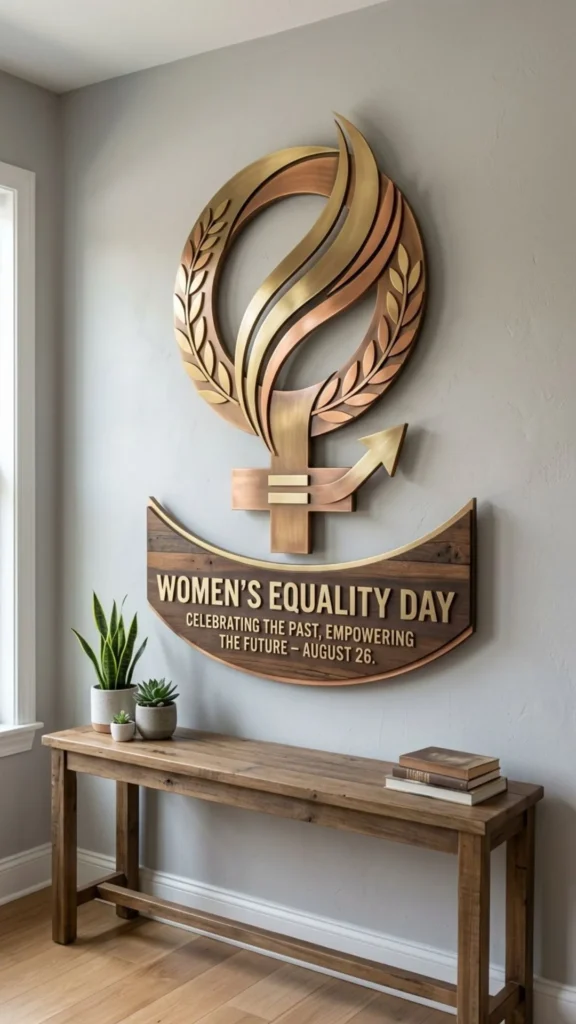 Modern feminine symbol wall representing equality, empowerment, and strength.