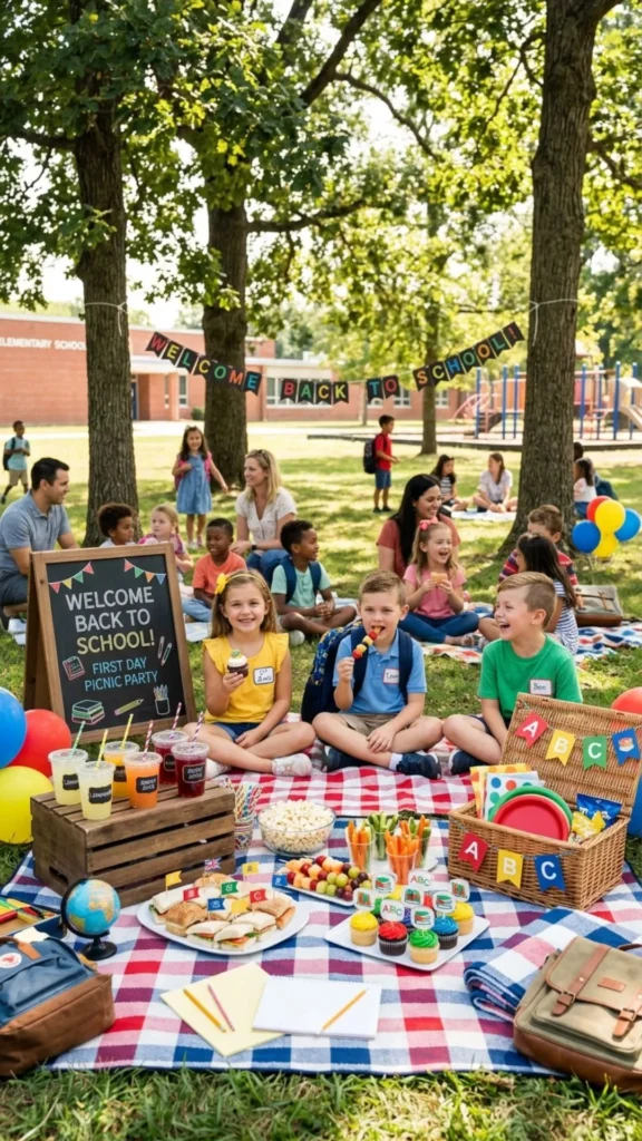 Cheerful First-Day School Picnic Setup