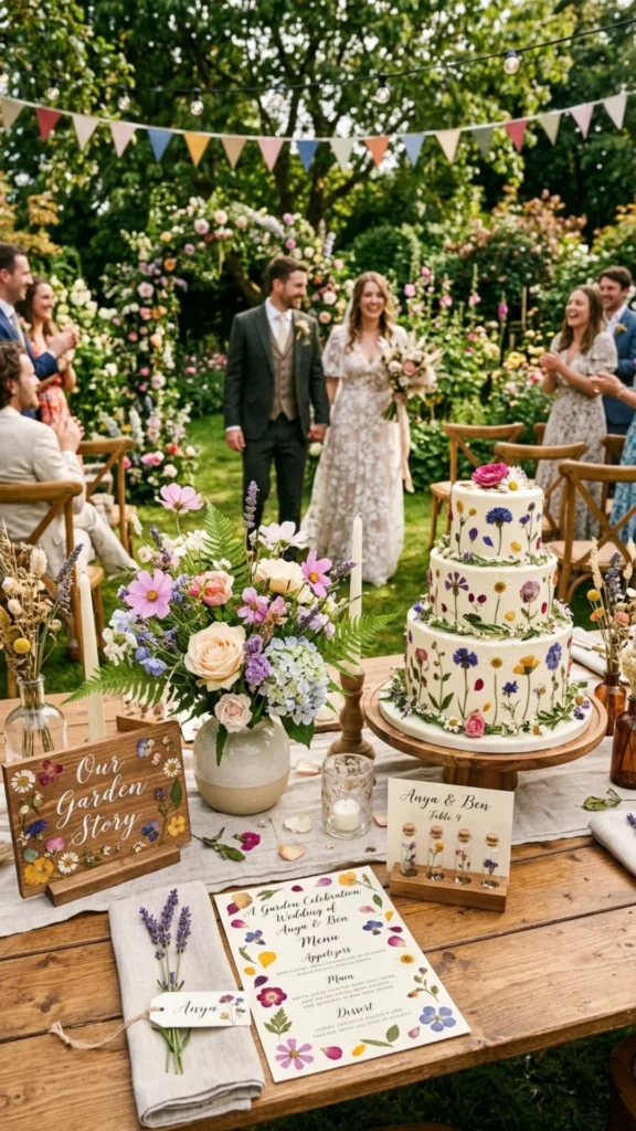 Garden wedding pressed flower details