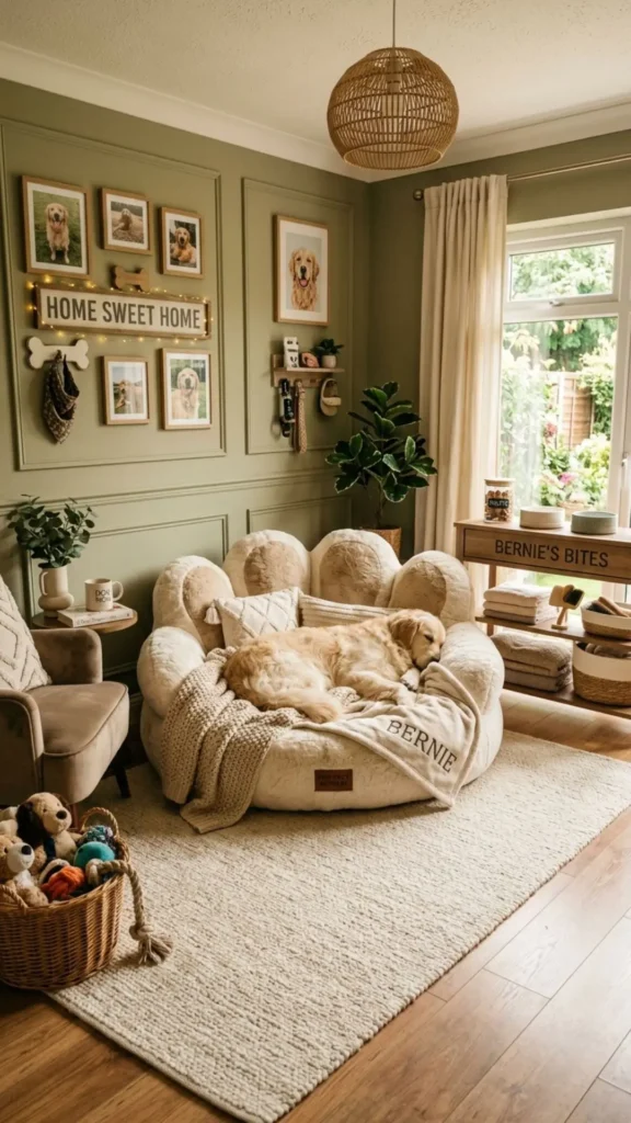 Giant paw-shaped plush bed creating a cozy luxury dog retreat
