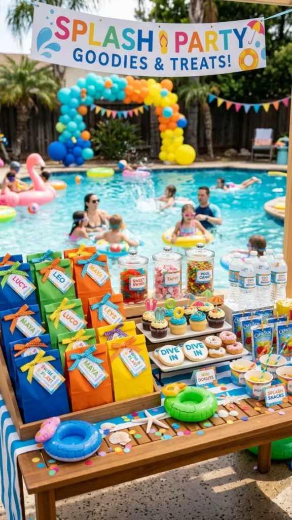 Colorful goodie bags and treats for kids