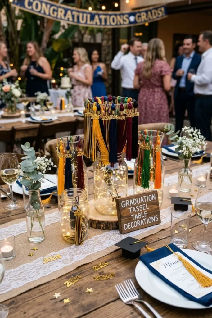 Stylish graduation tassel table decorations for festive party decor