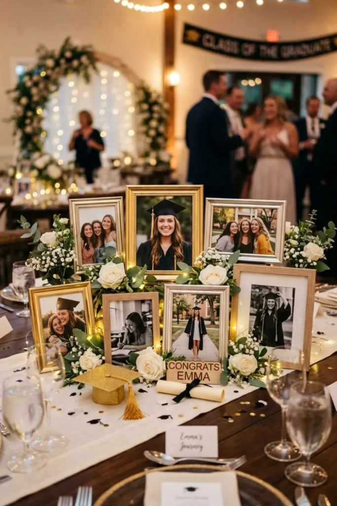 Personalized graduation photo frames centerpiece for memorable table decor