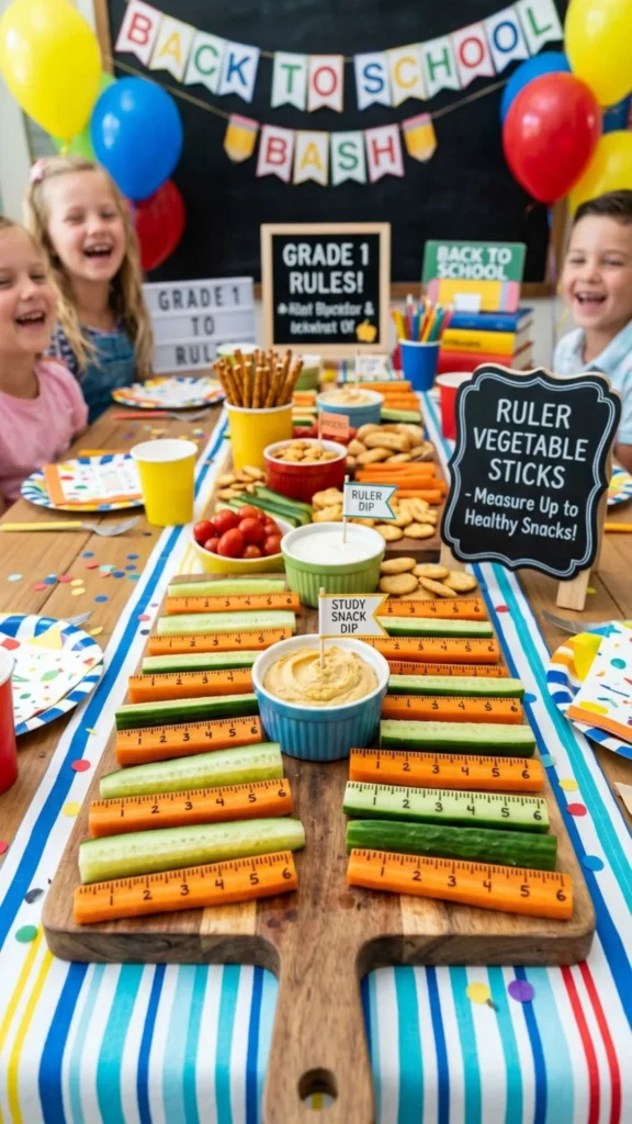 Ruler-Themed Vegetable Sticks Party Snack
