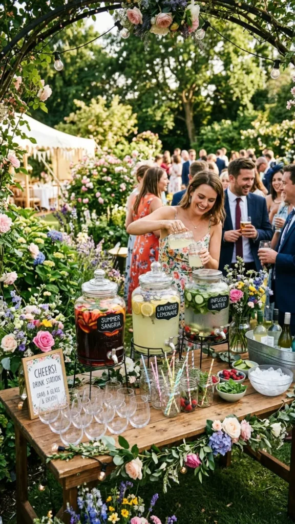 Summer garden wedding drink station