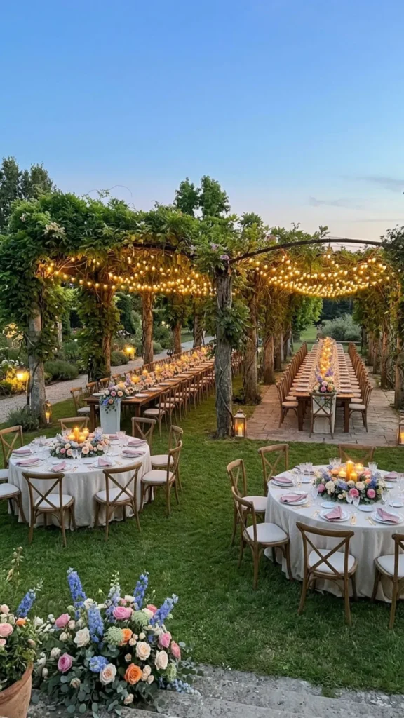 Summer garden wedding table floral runners