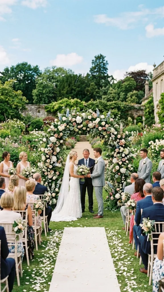 Summer garden wedding floral arch
