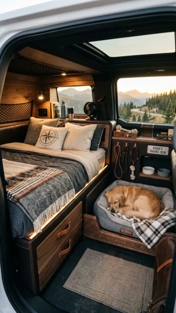 Luxury truck back seat dog bedroom for comfortable travel