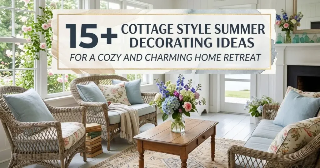 Charming cottage style summer decorating ideas featuring cozy floral accents, vintage decor, natural textures, and fresh seasonal touches for a welcoming home retreat.