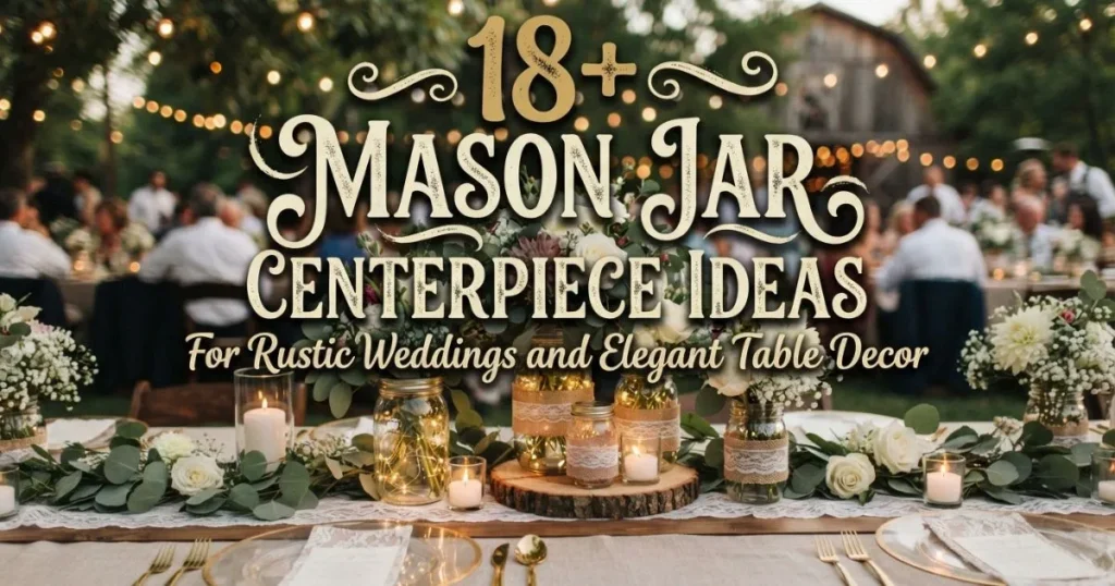 Elegant mason jar wedding centerpieces featuring flowers, candles, greenery, and rustic accents for charming and stylish table decor.