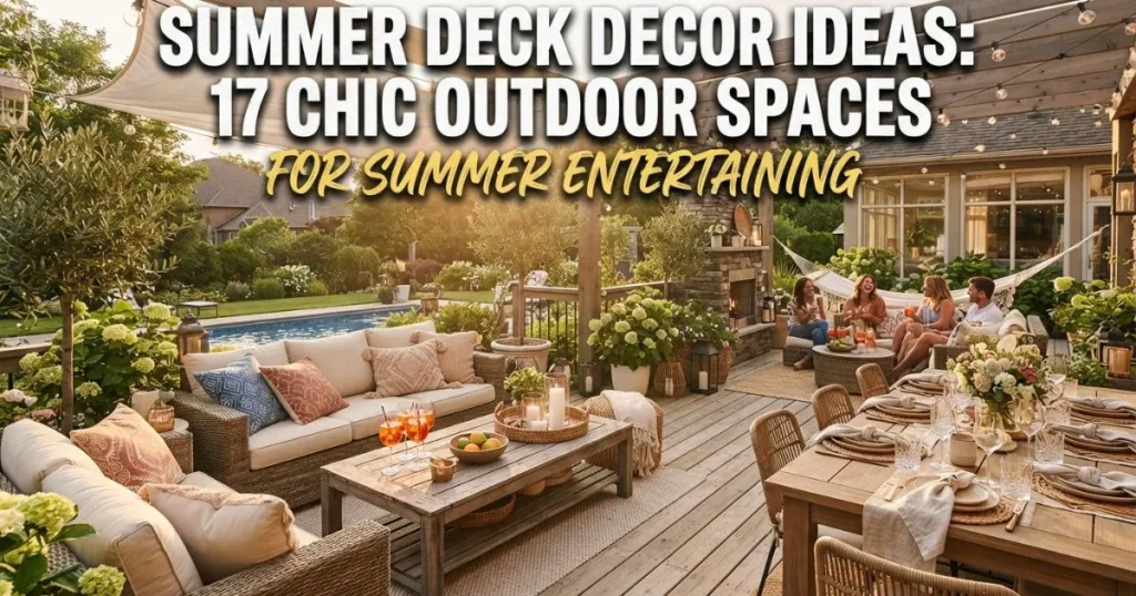 Beautiful summer outdoor living space with elegant deck styling