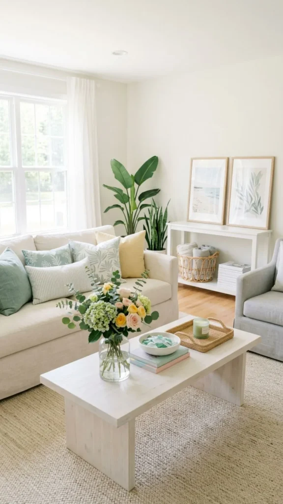 Light summer color palette creating a bright and airy home.