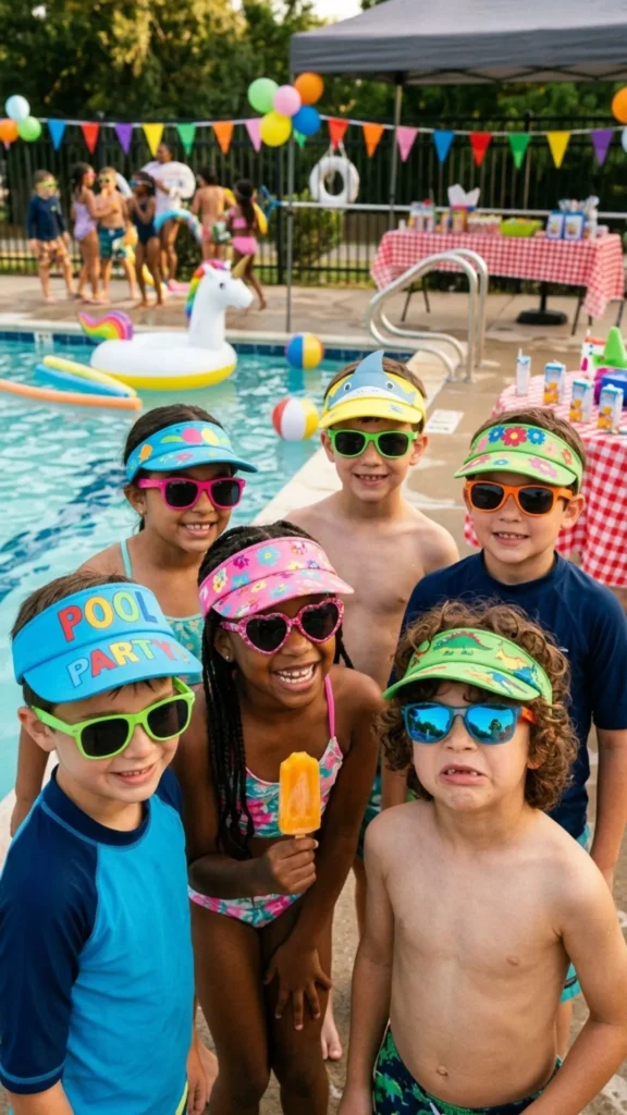 Cute visors and sunglasses for party guests