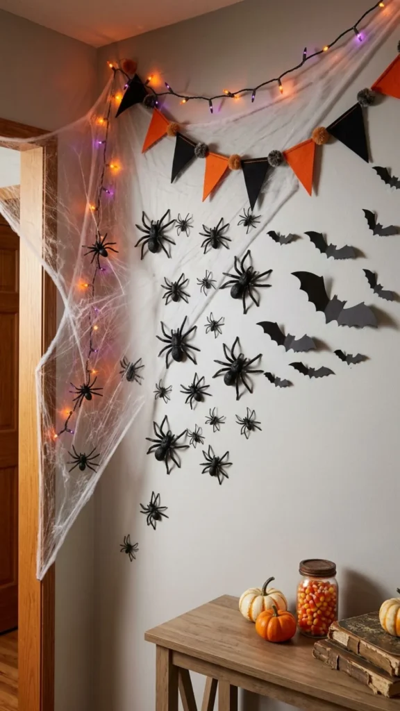 Spooky magnetic spider Halloween wall decor ideas