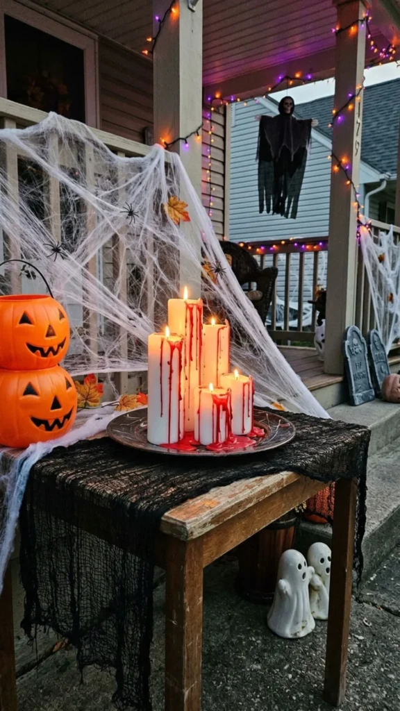 Creepy bleeding candles for cheap Halloween decor