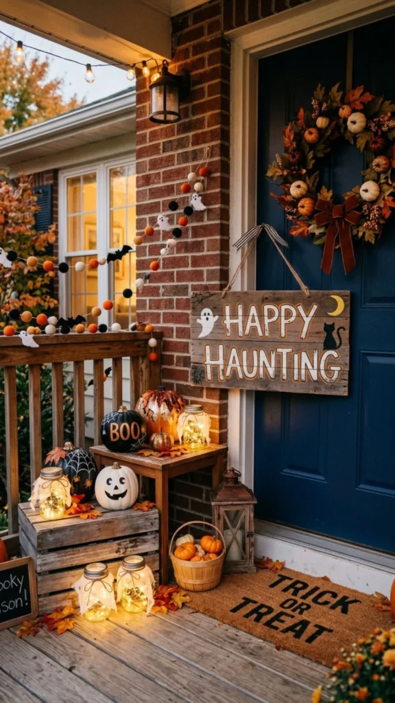 DIY Happy Haunting sign for festive Halloween decor